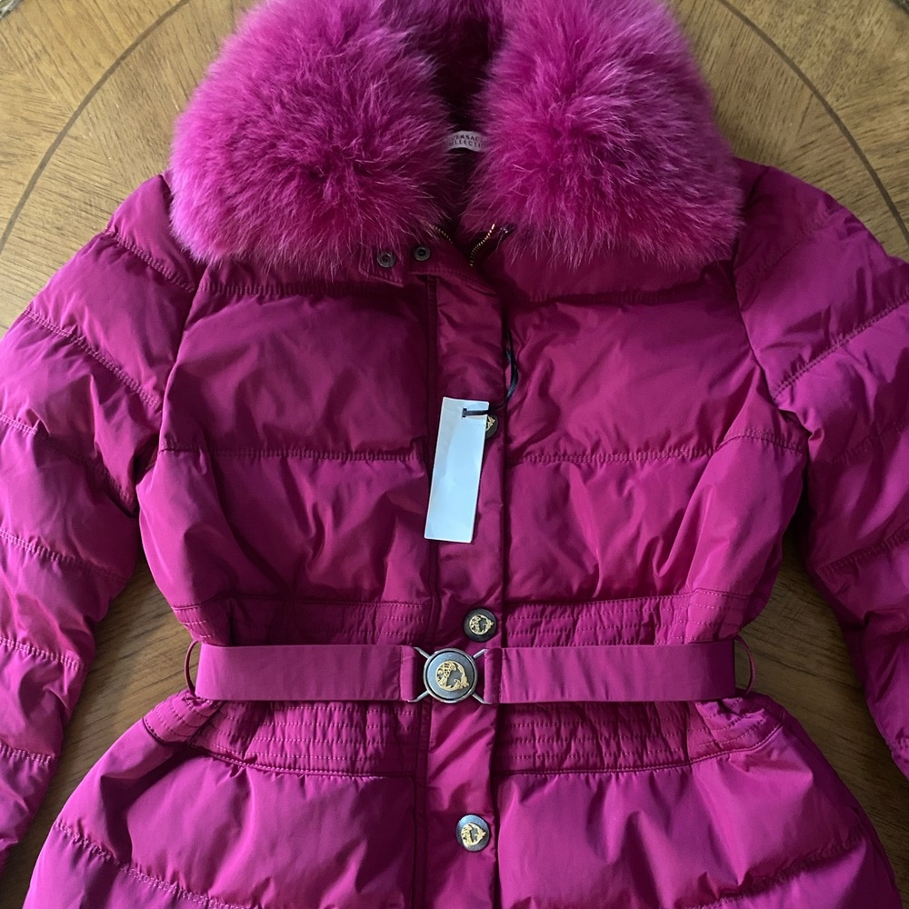 SOLD***Versace Puffer Fur Collar Coat